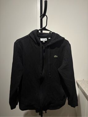 Lacoste Black Full-Zip Hoodie Jacket with Crocodile Logo